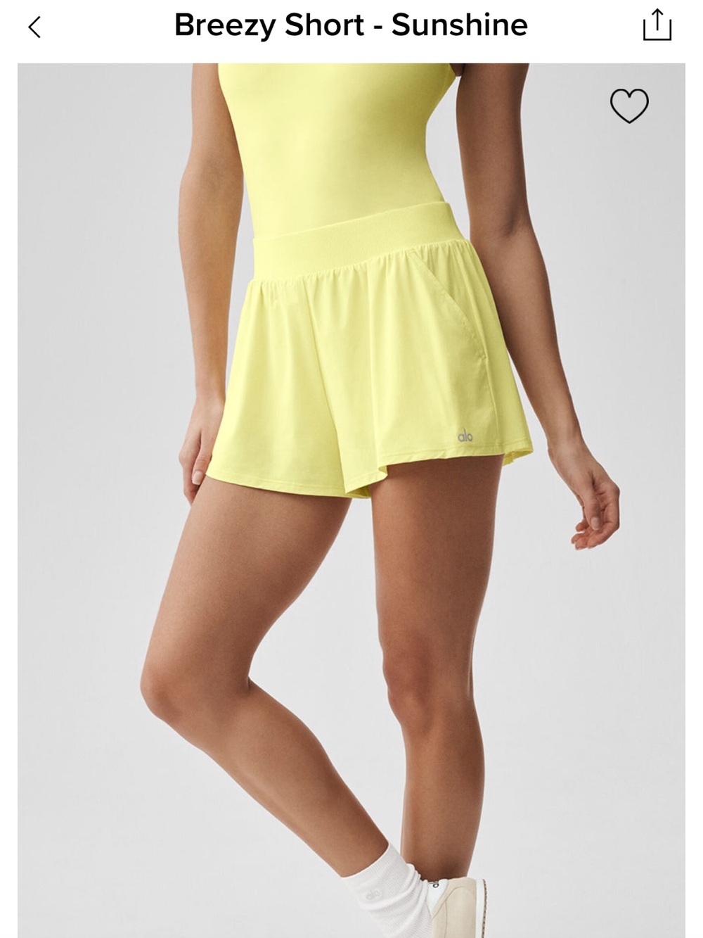 ALO Yoga Bright Yellow Athletic Shorts with High Waistband XS brand new